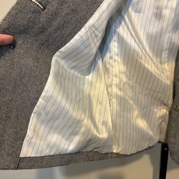 J. Crew Wool Blend Herringbone Goldtone Button Blazer - Picture 8 of 13